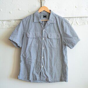 TODD SNYDER Short Sleeve Striped Shirt Camp Collar